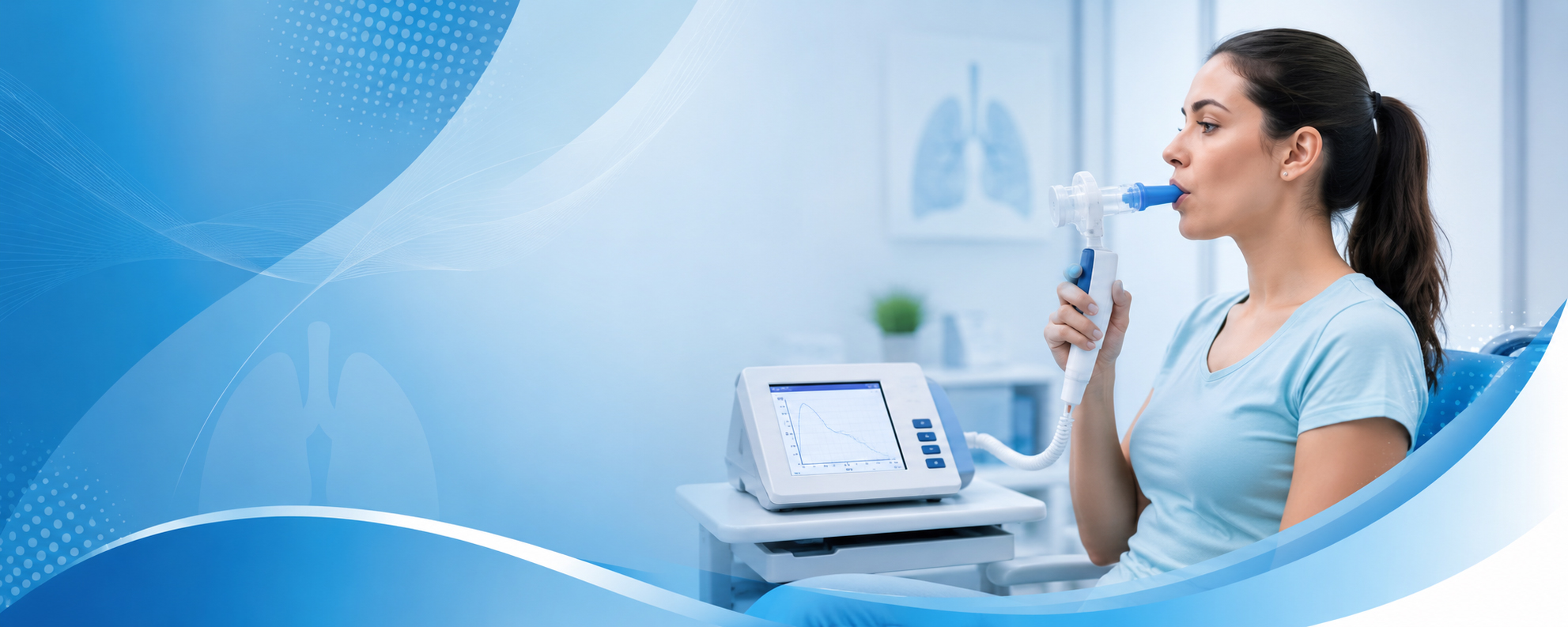 Child performing spirometry test