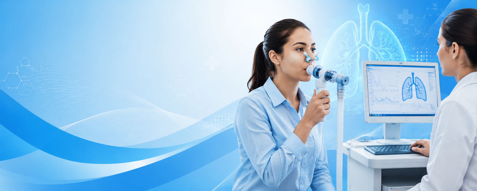 Child undergoing pulmonary function test